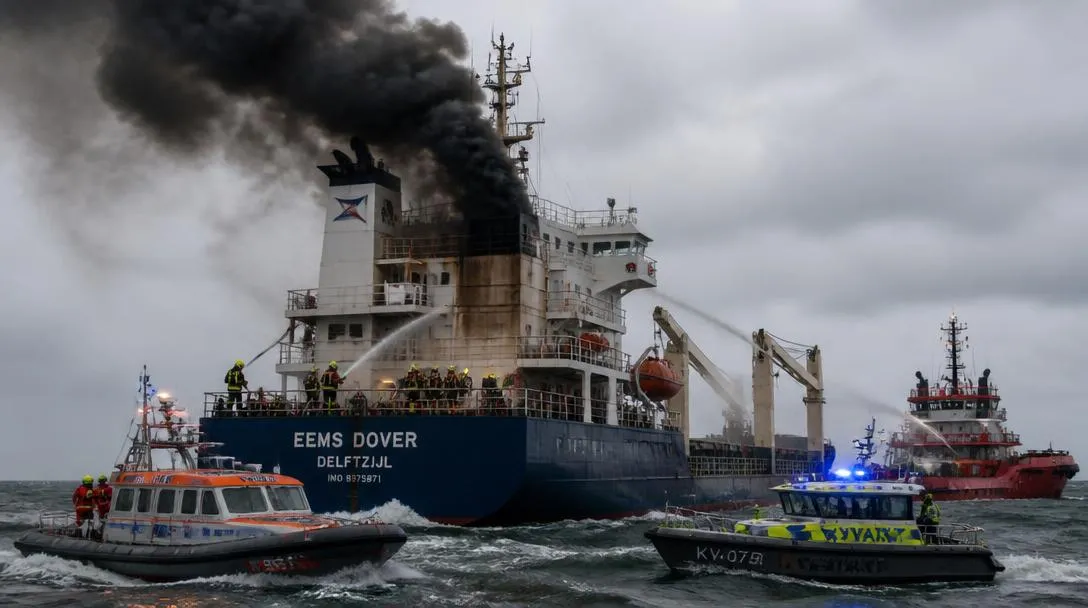 Brand i maskinrum på fraktfartyg i Göteborgs skärgård