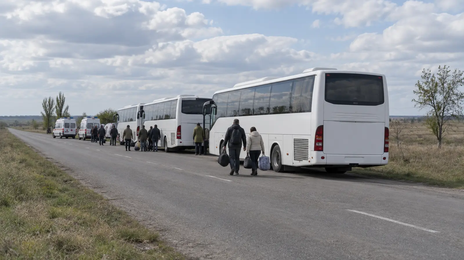 Evakueringen av Olesjky klar, konvojer på väg mot Ukraina och Ryssland