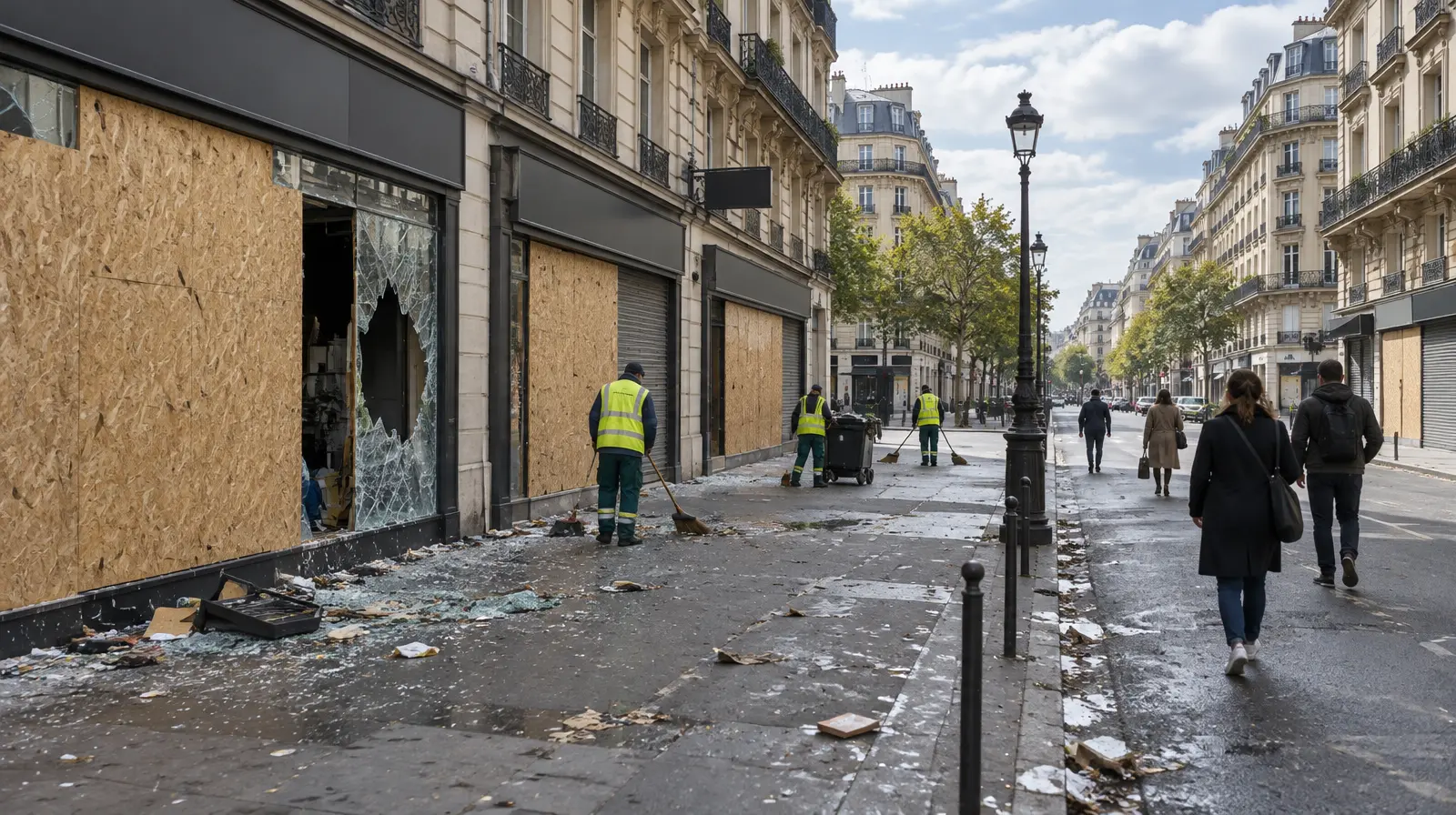 Macron: Vandaler ska betala för förstörelsen efter protesterna