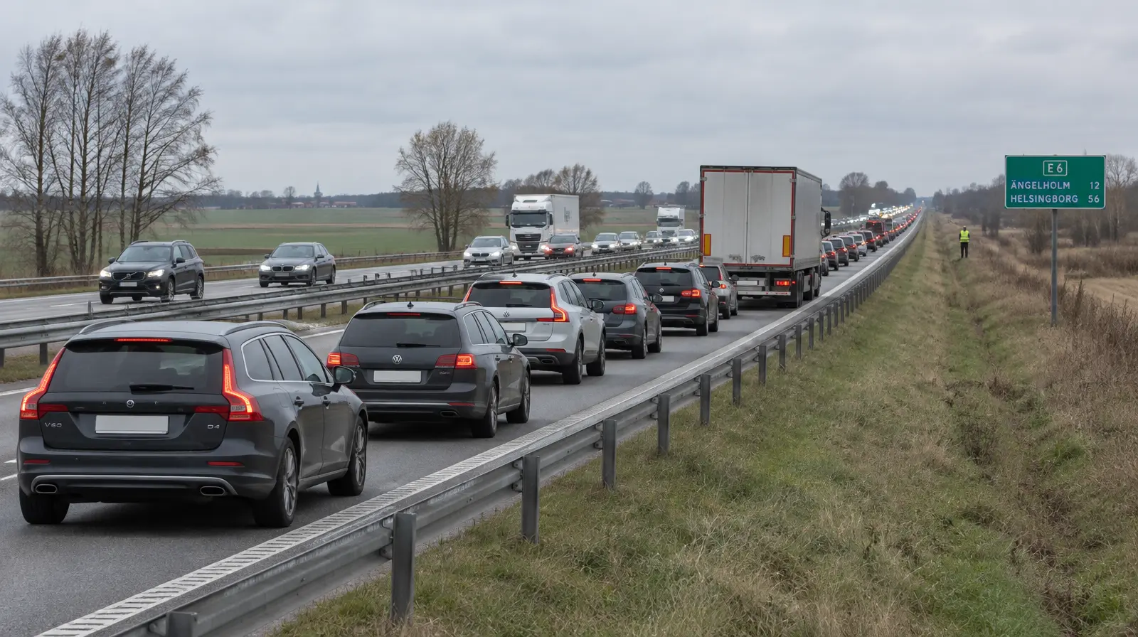 Man i 70-årsåldern död efter olycka på E6 norr om Ängelholm