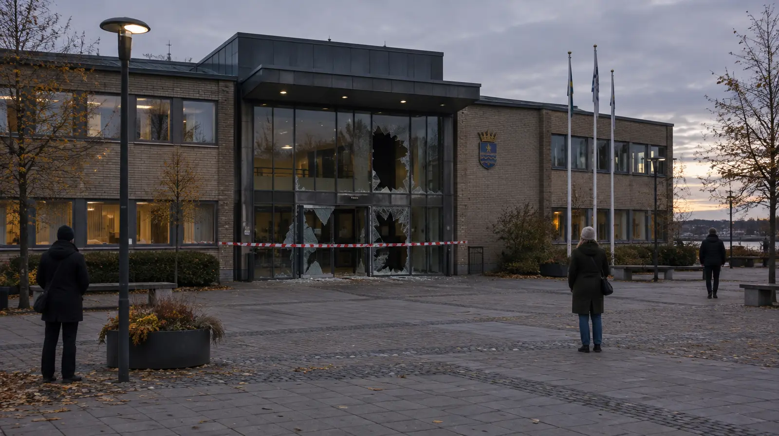 Man kördes in i stadshuset i Ronneby med bil, 50 meter in i byggnaden