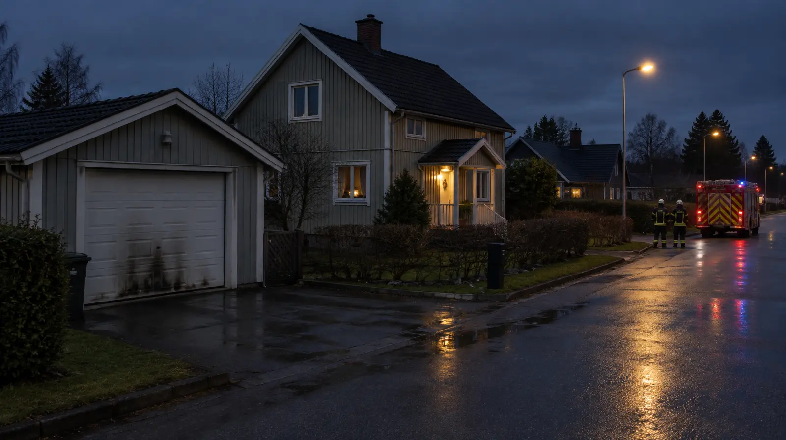 Sju ungdomar förda till sjukhus efter garagebrand i Fristad