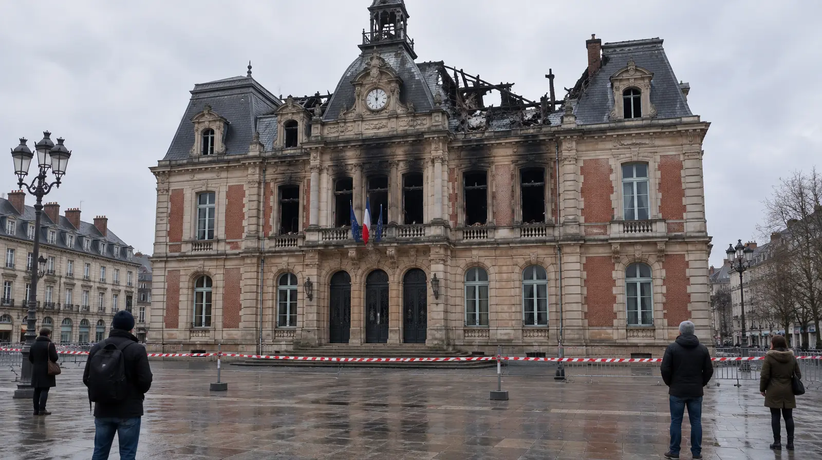 Stadshuset i Limoges förstört i brand efter våldsamma protester