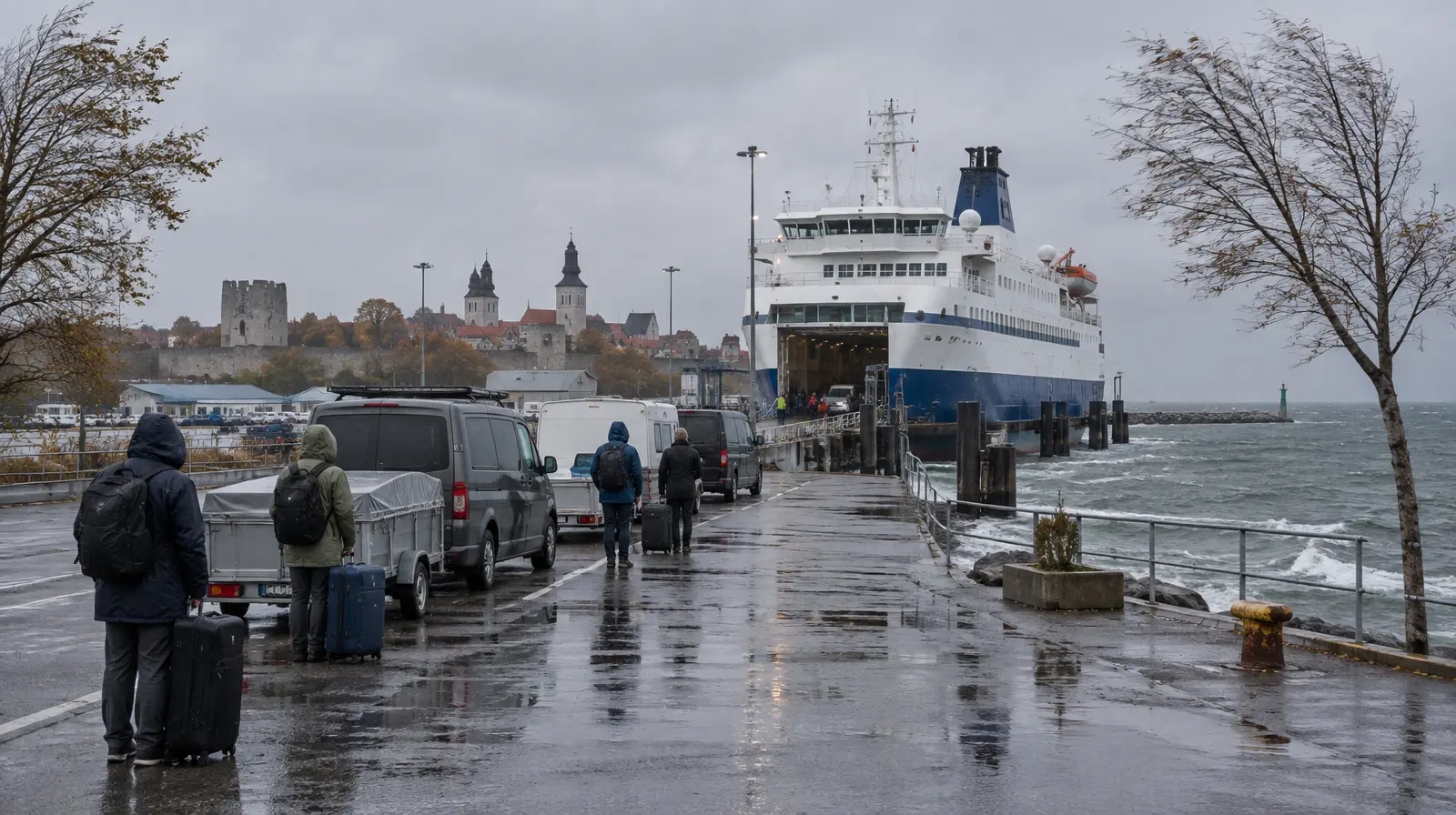 Stormen Boelo stoppar färjor och tåg i södra Sverige, 5 000 strandsatta på Gotland