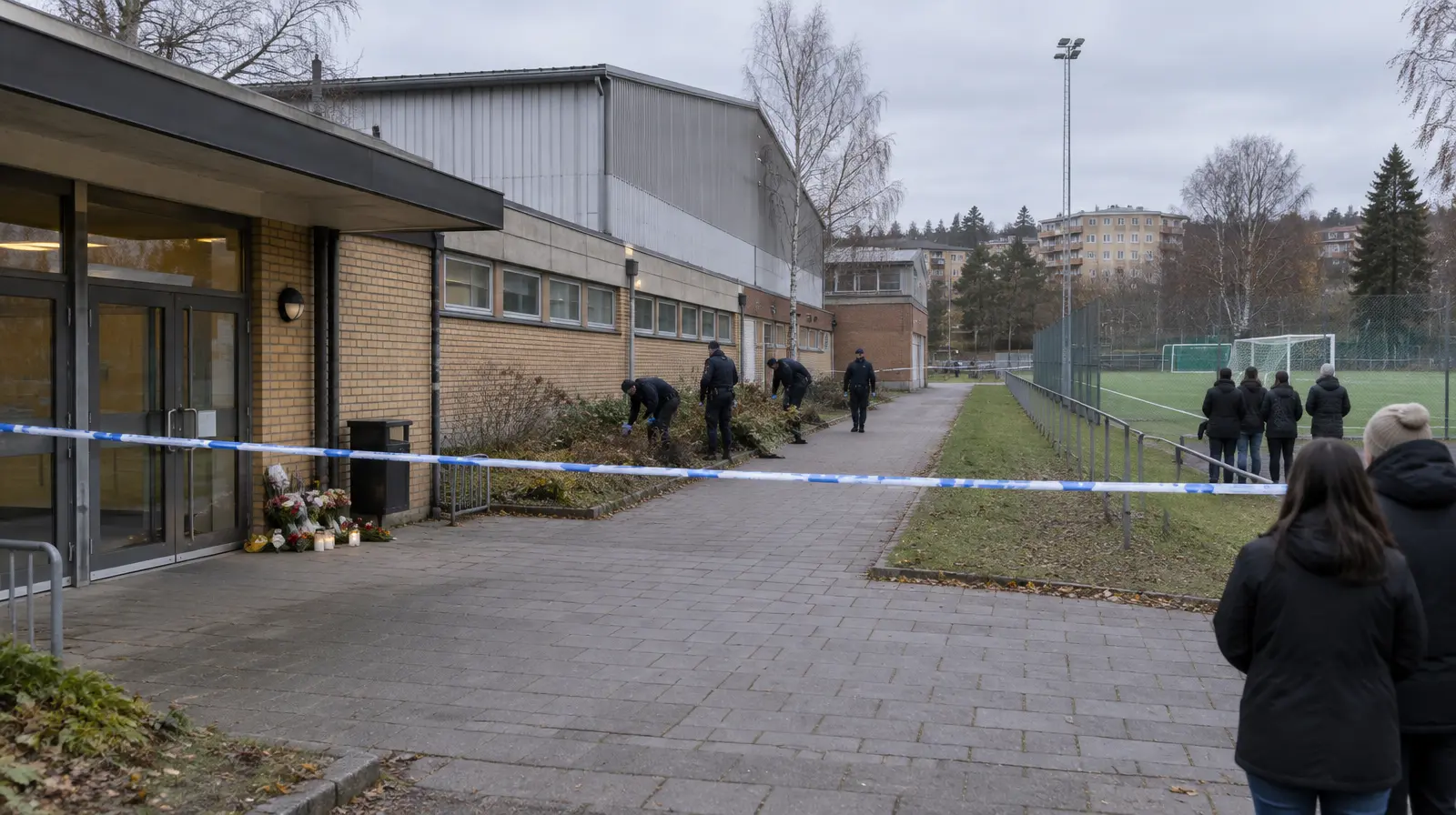 Stort område spärrades av vid Kämpetorpshallarna efter mordet på kvinna i 25-årsåldern