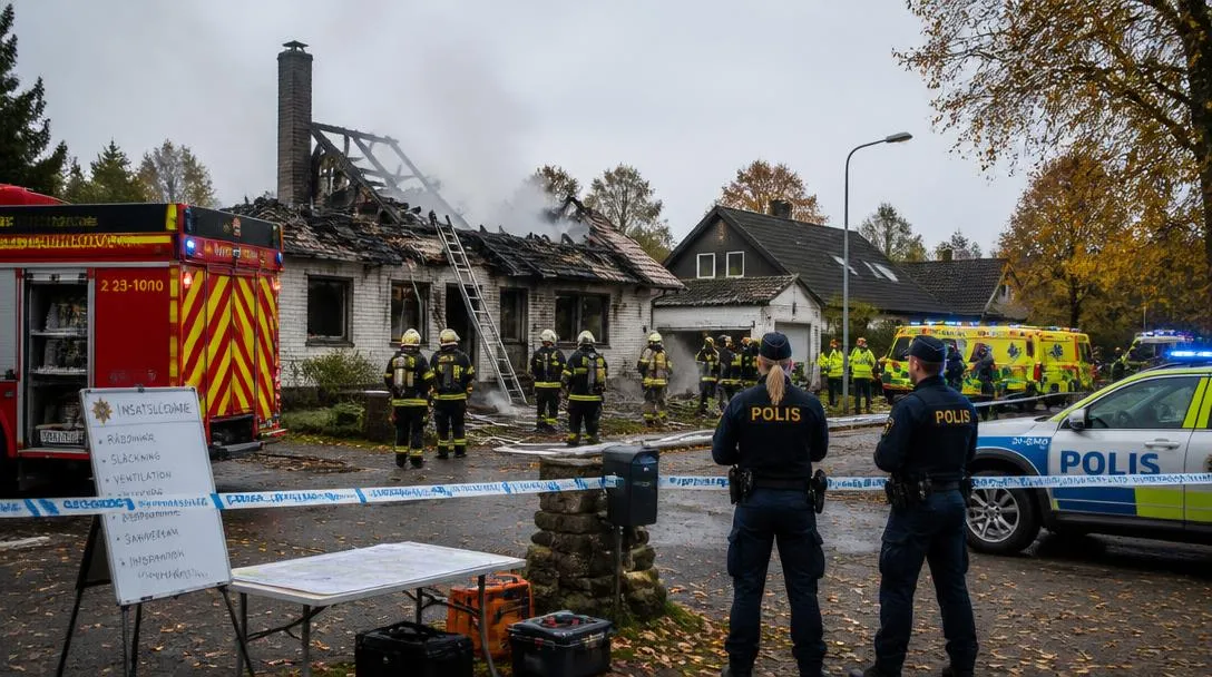 Två personer hittade döda efter villabrand i Torsås kommun